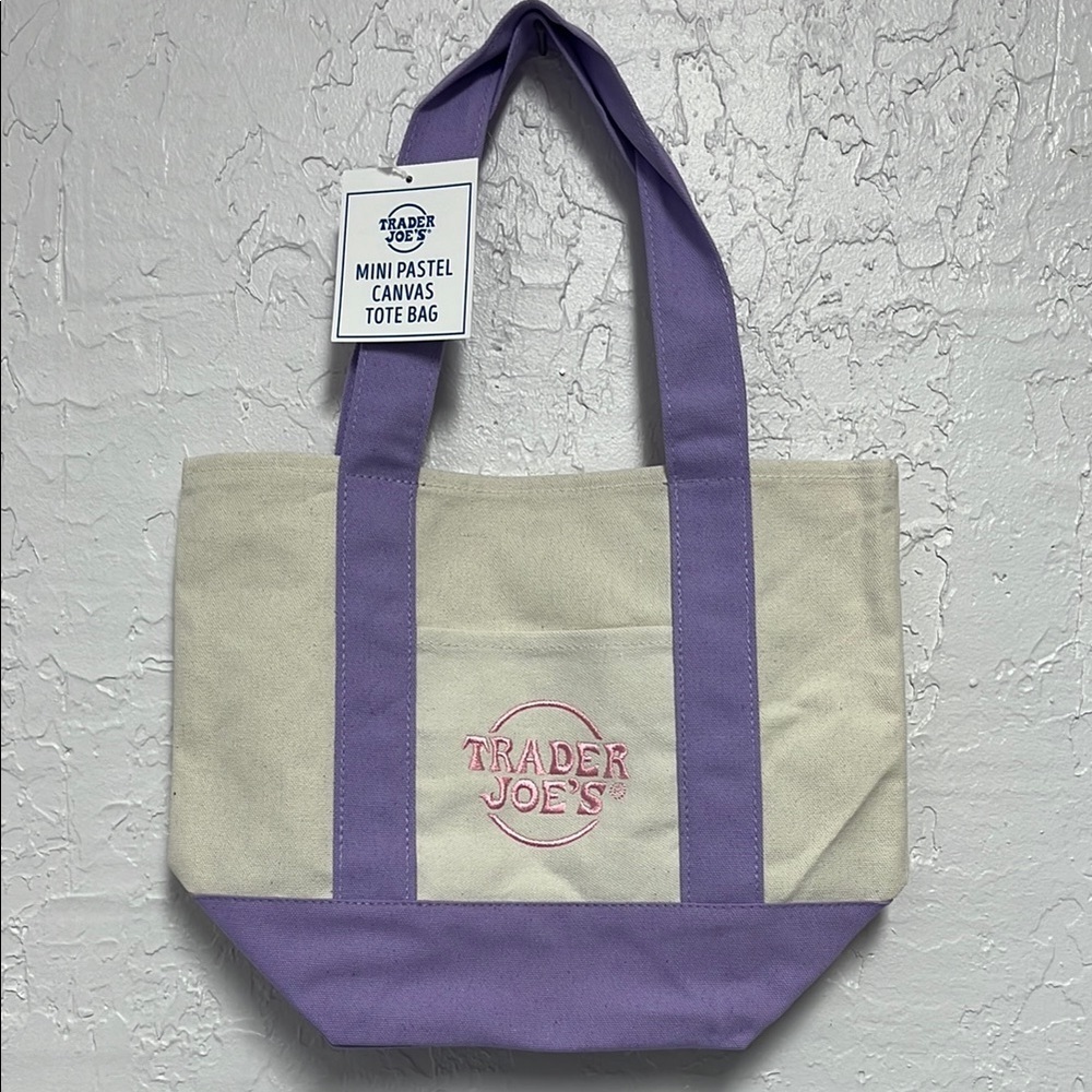 Trader Joe’s Lavender and Cream Spring Pastel Canvas MINI Tote Bag
